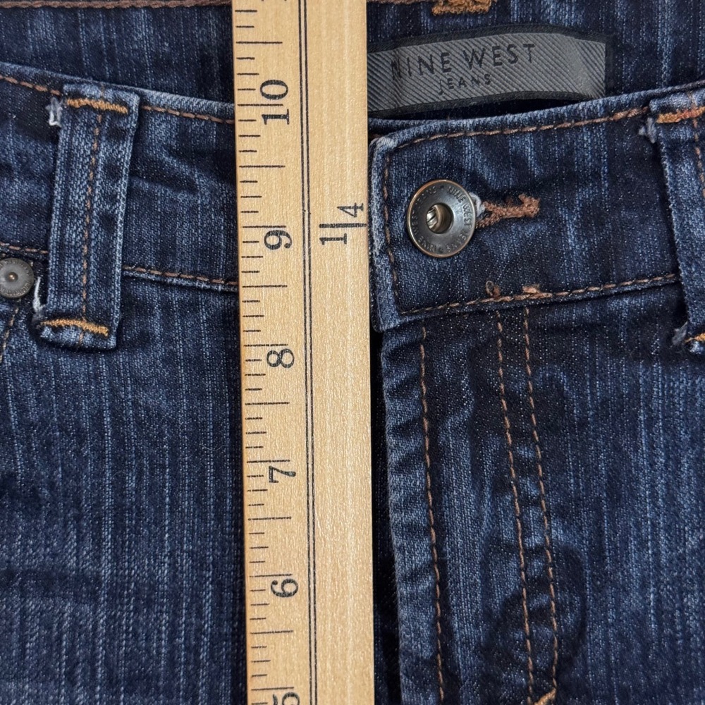 Nine West Jeans Bootcut Women 6 Blue Dark Wash Flap Pocket Stretch Denim Casual - Picture 8 of 10